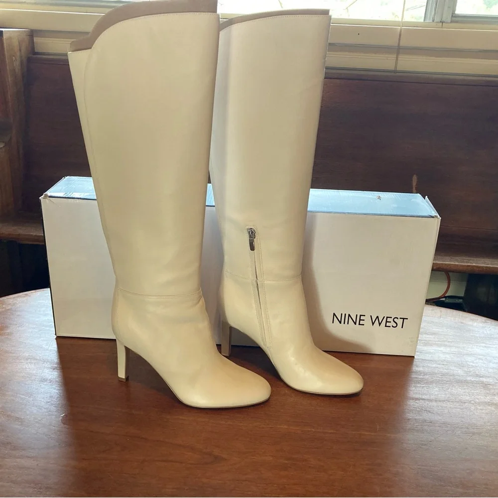 Nine West Women's White Knee-High Boots - Picture 1 of 7